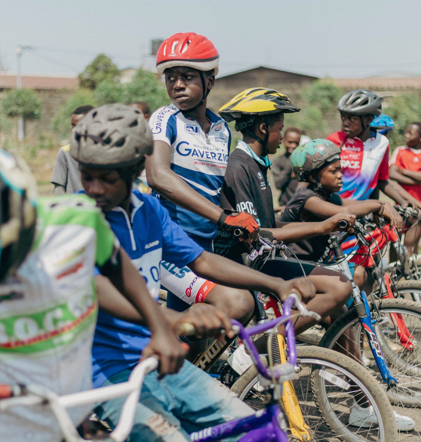 Tumaini riders lined up with their bicycles